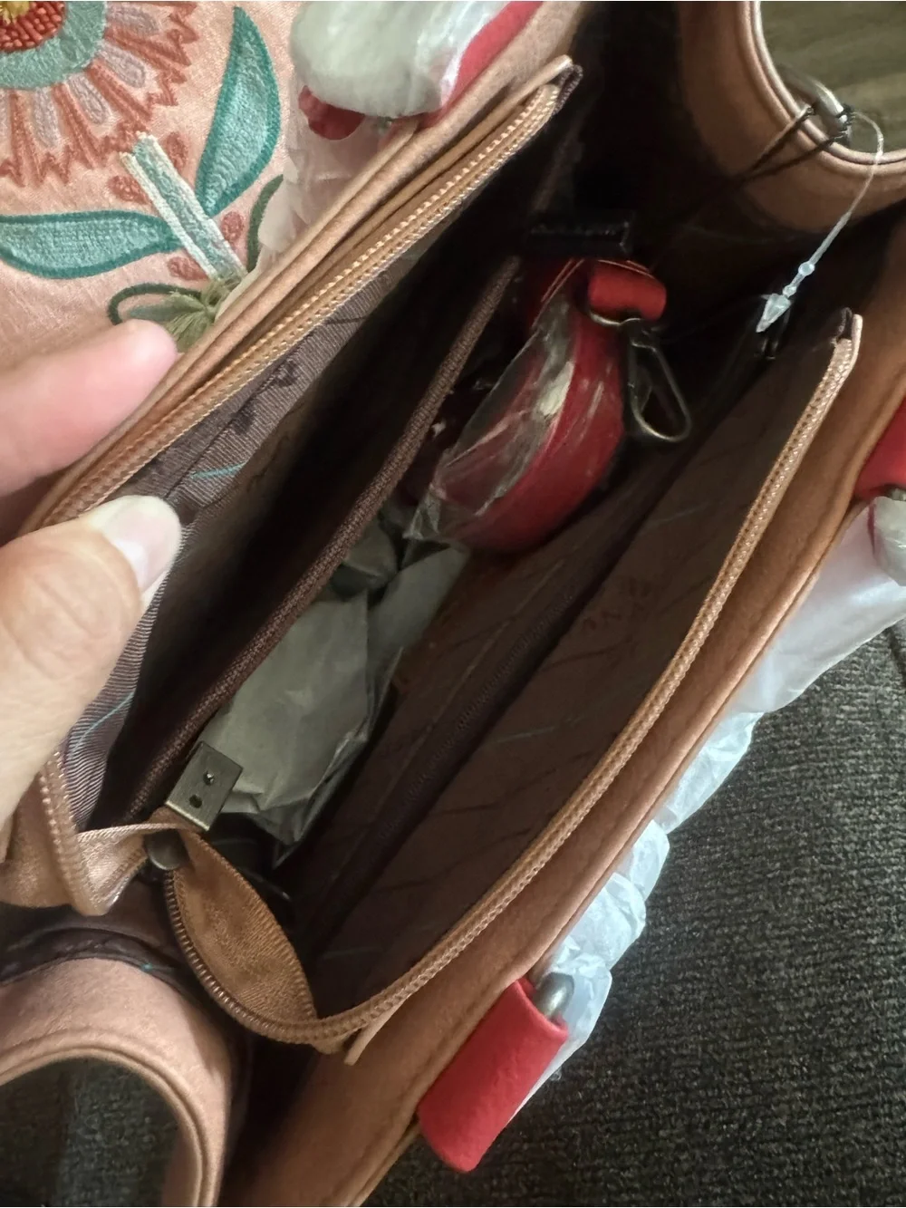 Women’s Red and Tan Embossed Southwestern Tote Bag